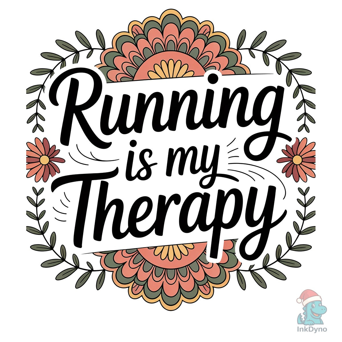 Running is My Therapy Floral Fitness