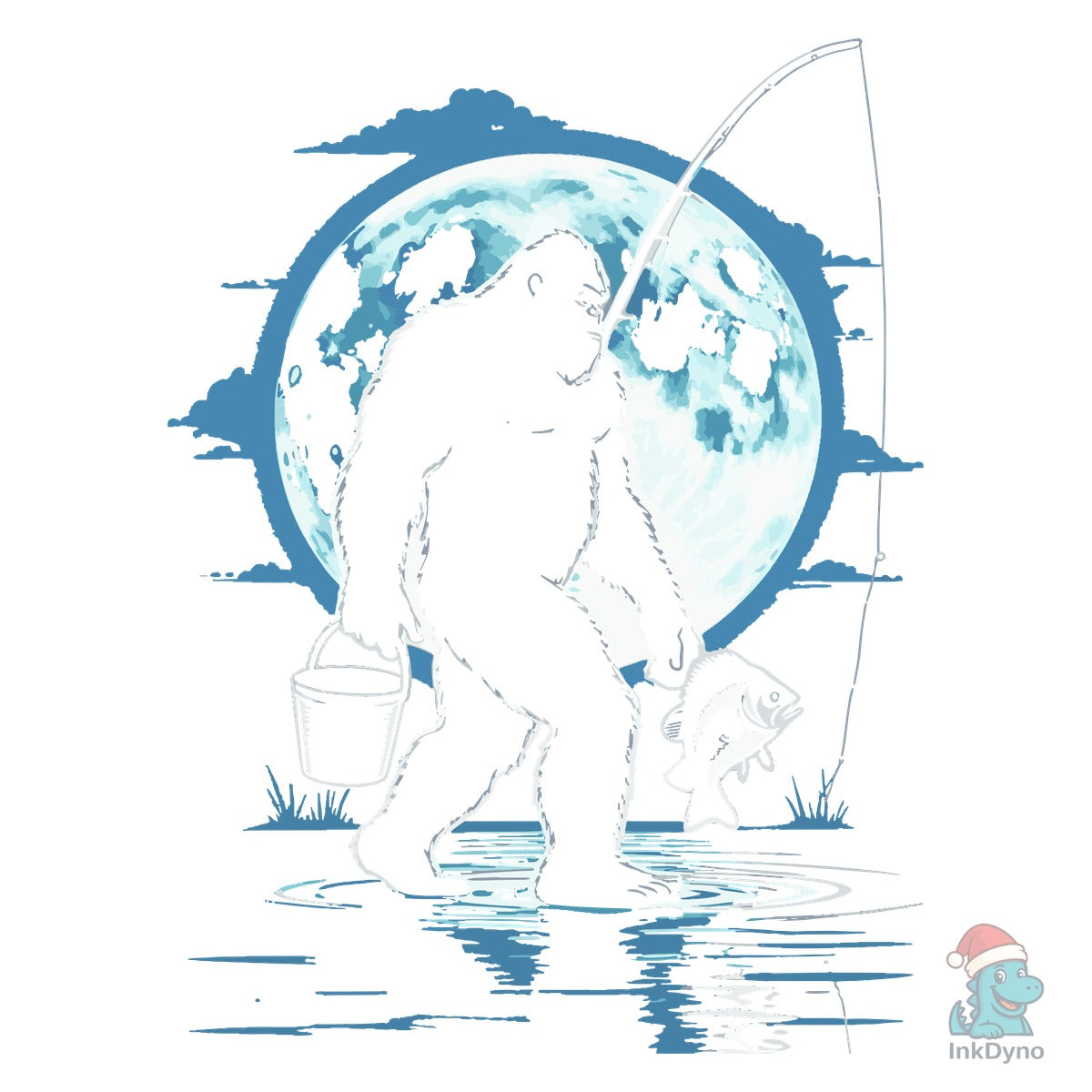 Bigfoot Fishing in Moonlight