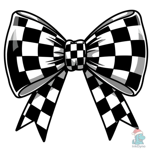 Checkered Racing Pattern Bow - DTF Transfer