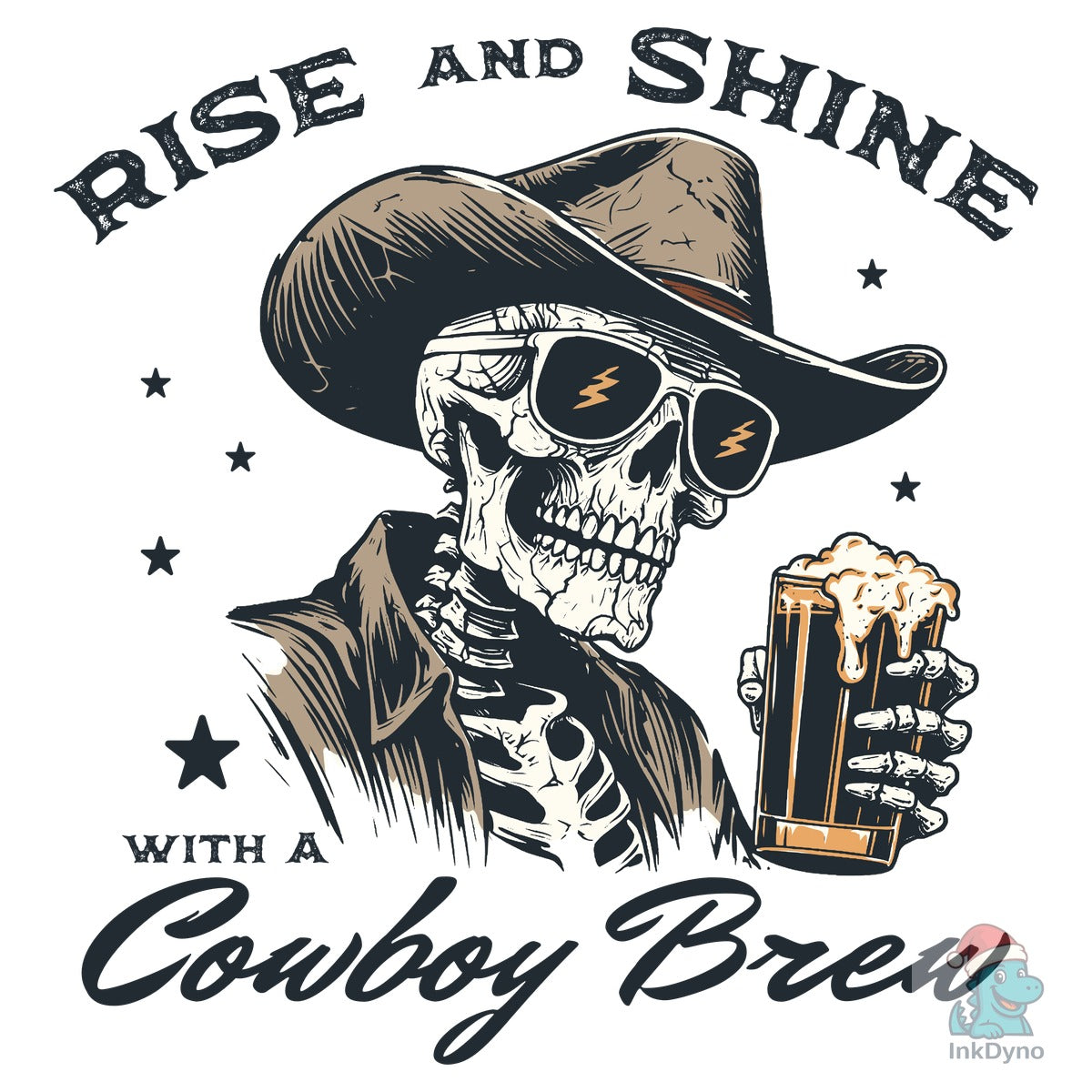 Rise and Shine Cowboy Skeleton with Beer