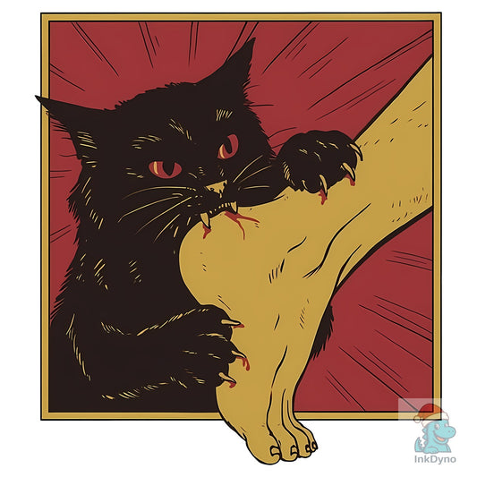 Vintage Horror Japanese Anime Cat Bite - DTF Transfer