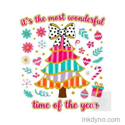 Colorful Christmas Tree Holiday Cheer Design — DTF Transfer