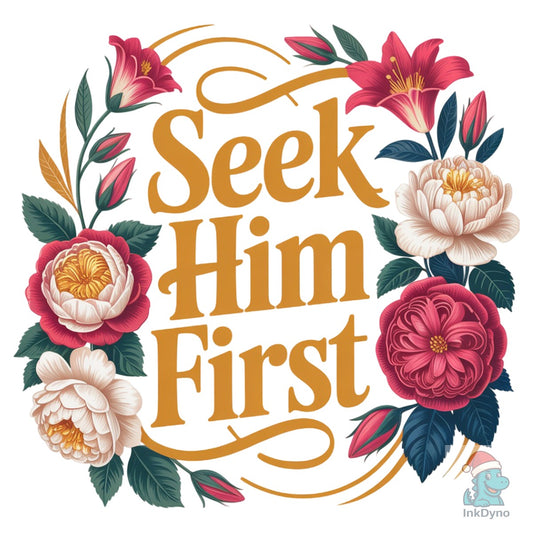 Seek Him First Floral Christian - DTF Transfer