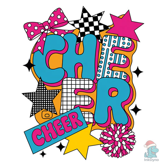 Cheer Preppy Cheer Mom Colorful Bow - DTF Transfer