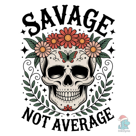 Savage Skull Boho Floral Vintage T-Shirt - DTF Transfer