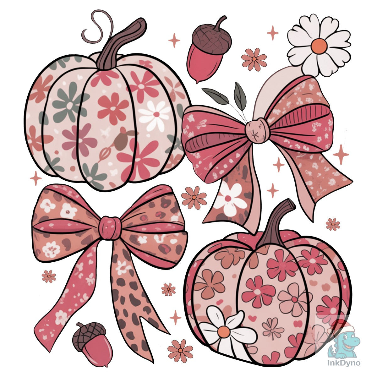 Preppy Floral Fall Pumpkin Bow Shirt