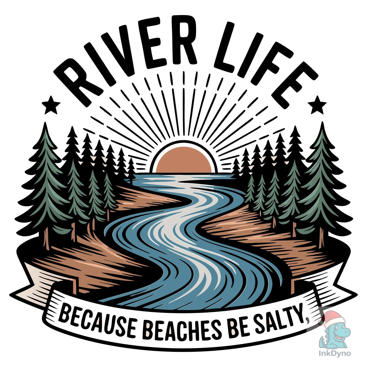 River Life Vintage Nature Design Graphic
