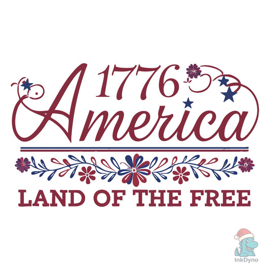 1776 America - Elegant Floral USA - DTF Transfer