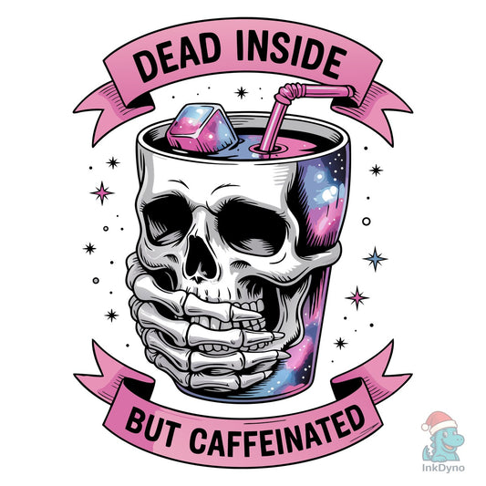 Caffeinated Skull Drink Illustration - DTF Transfer