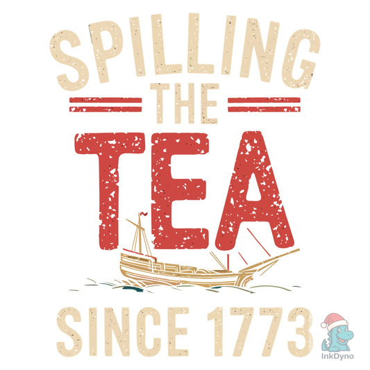 Boston Tea Party Spilling Tea Graphic - DTF Transfer