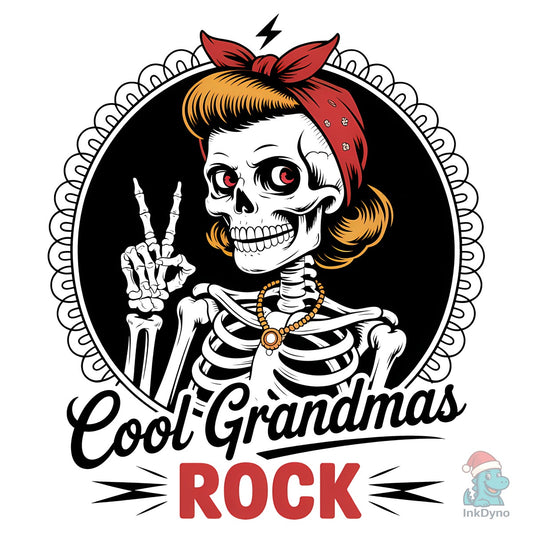 Cool Grandma Rock Skeleton Shirt - DTF Transfer