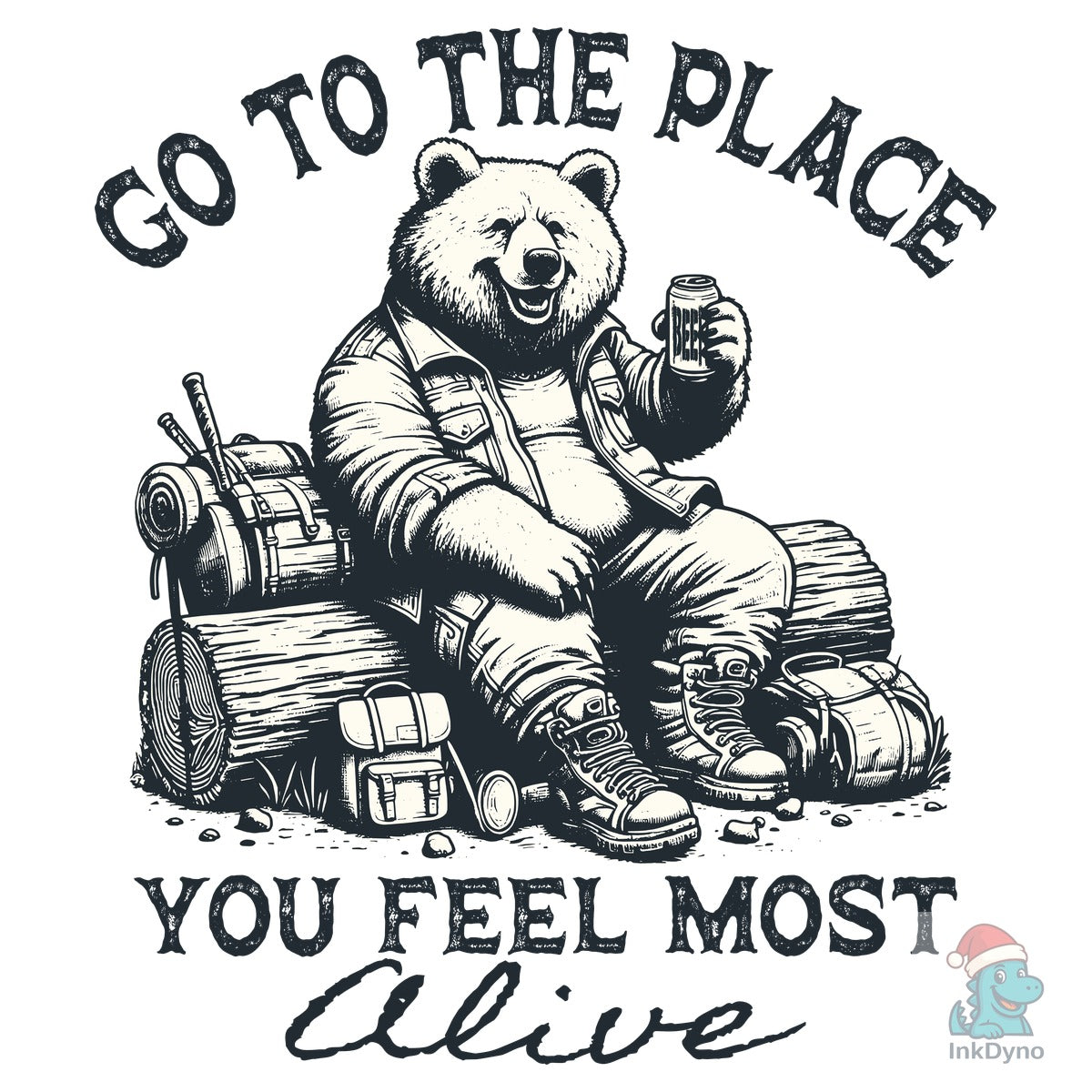 Hiking Bear Drink Beer Shirt