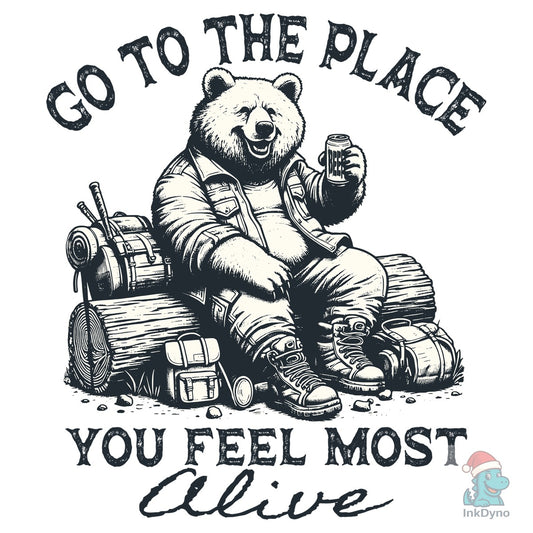 Hiking Bear Drink Beer Shirt - DTF Transfer