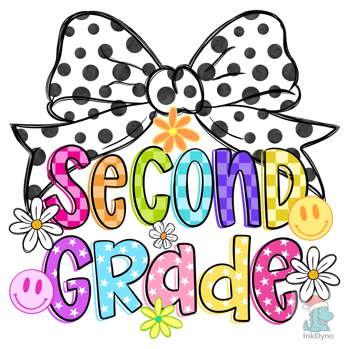 Grade School Neon Checkered Bow