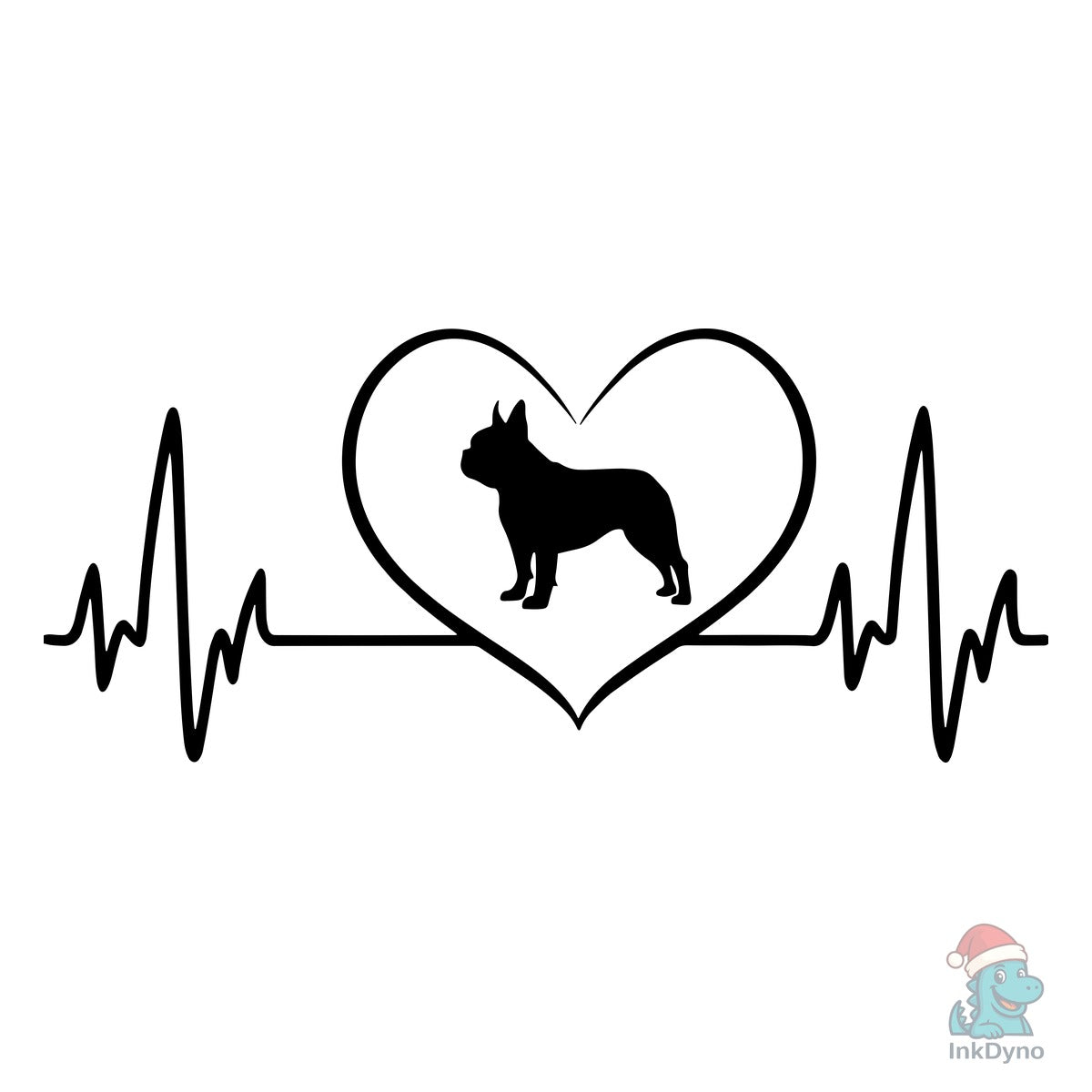 French Bulldog Dog with Heartbeat Line