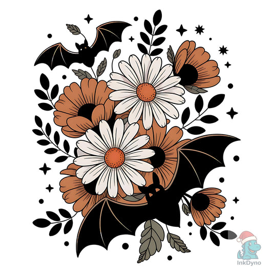 Boho Floral Bats - Retro Halloween - DTF Transfer