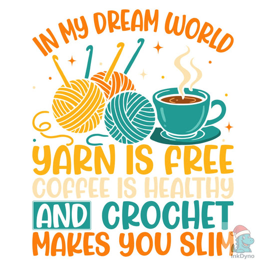 Funny Crochet and Coffee T-Shirt Design - DTF Transfer