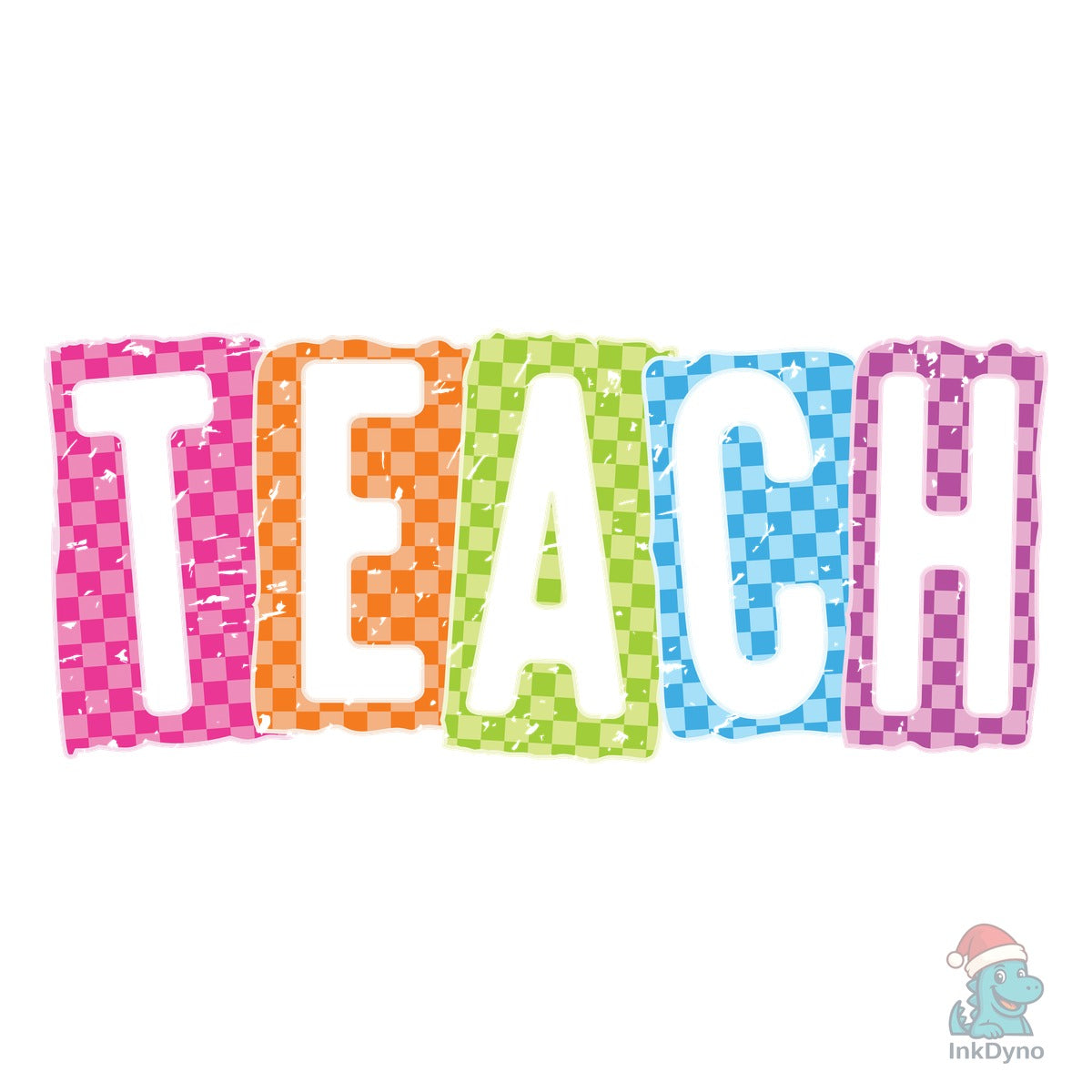 Neon Teach Retro Checkered Teacher