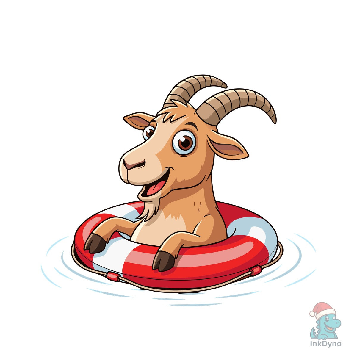 Cartoon Goat in Pool T-Shirt Design