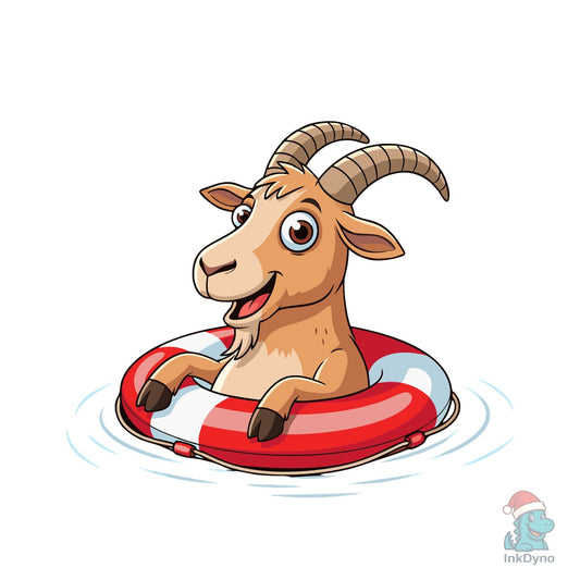 Cartoon Goat in Pool T-Shirt Design - DTF Transfer