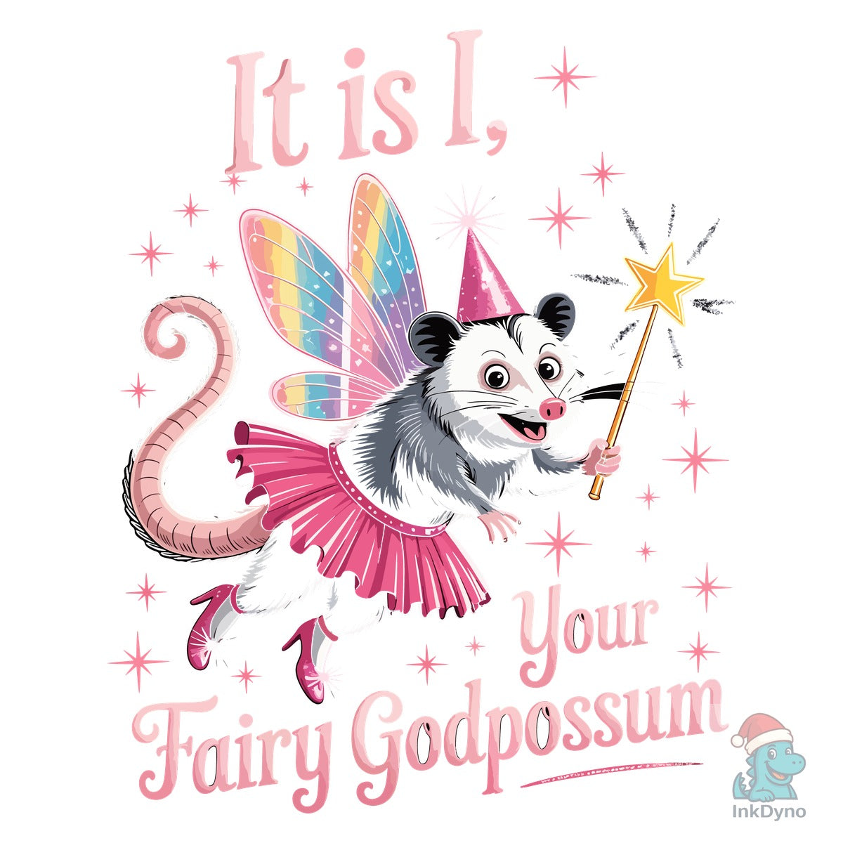 Whimsical Fairy Opossum T-Shirt Design