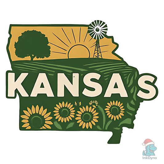 Kansas State Map - DTF Transfer