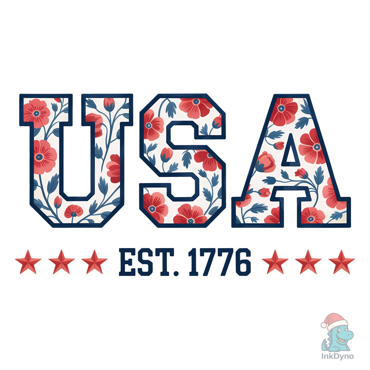 Watercolor Floral USA 4th of July Shirt