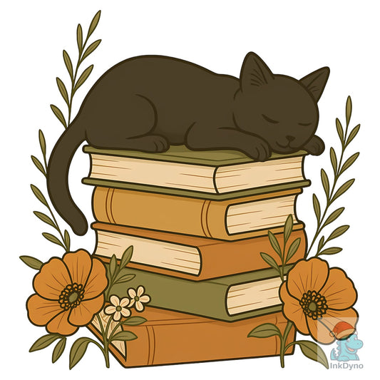 Cat Book Cat Flower Cat Shirt - DTF Transfer