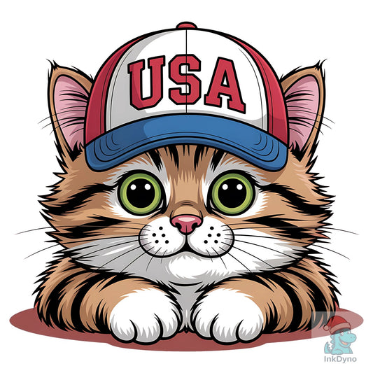 Cute Patriotic Cat USA Hat - DTF Transfer