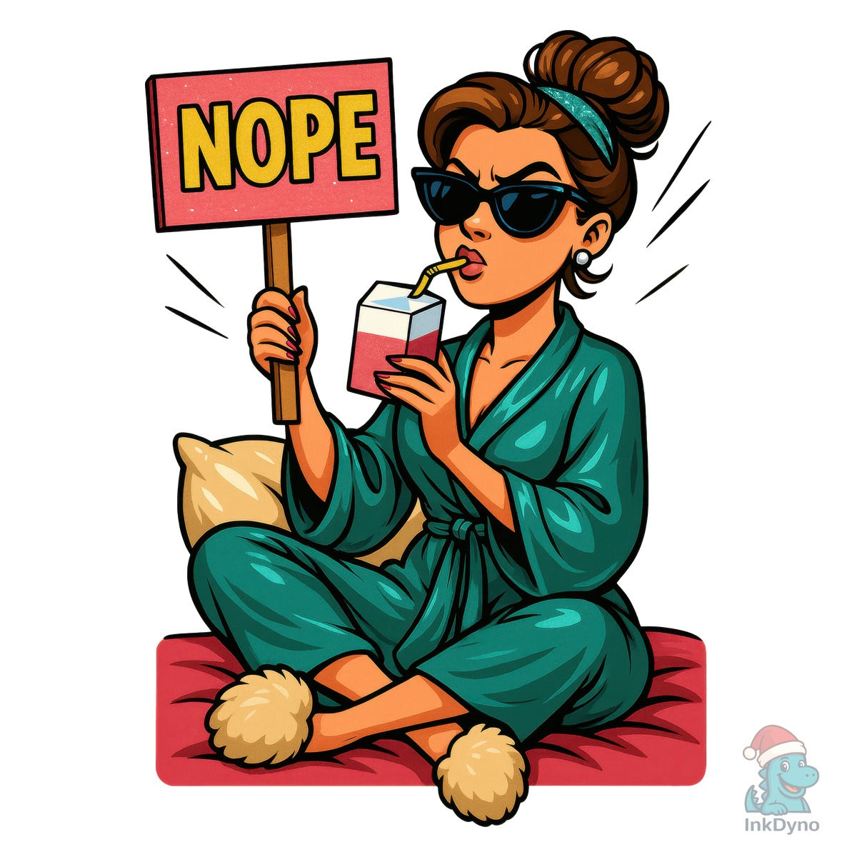 Girl in Pajama Nope Sarcastic Quotes
