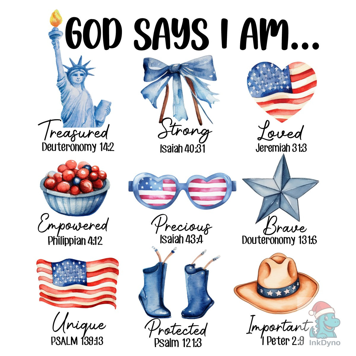 God Says I Am Patriotic Bible Verse Art
