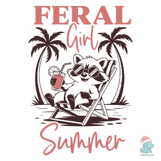 Feral Girl Summer Raccoon - DTF Transfer