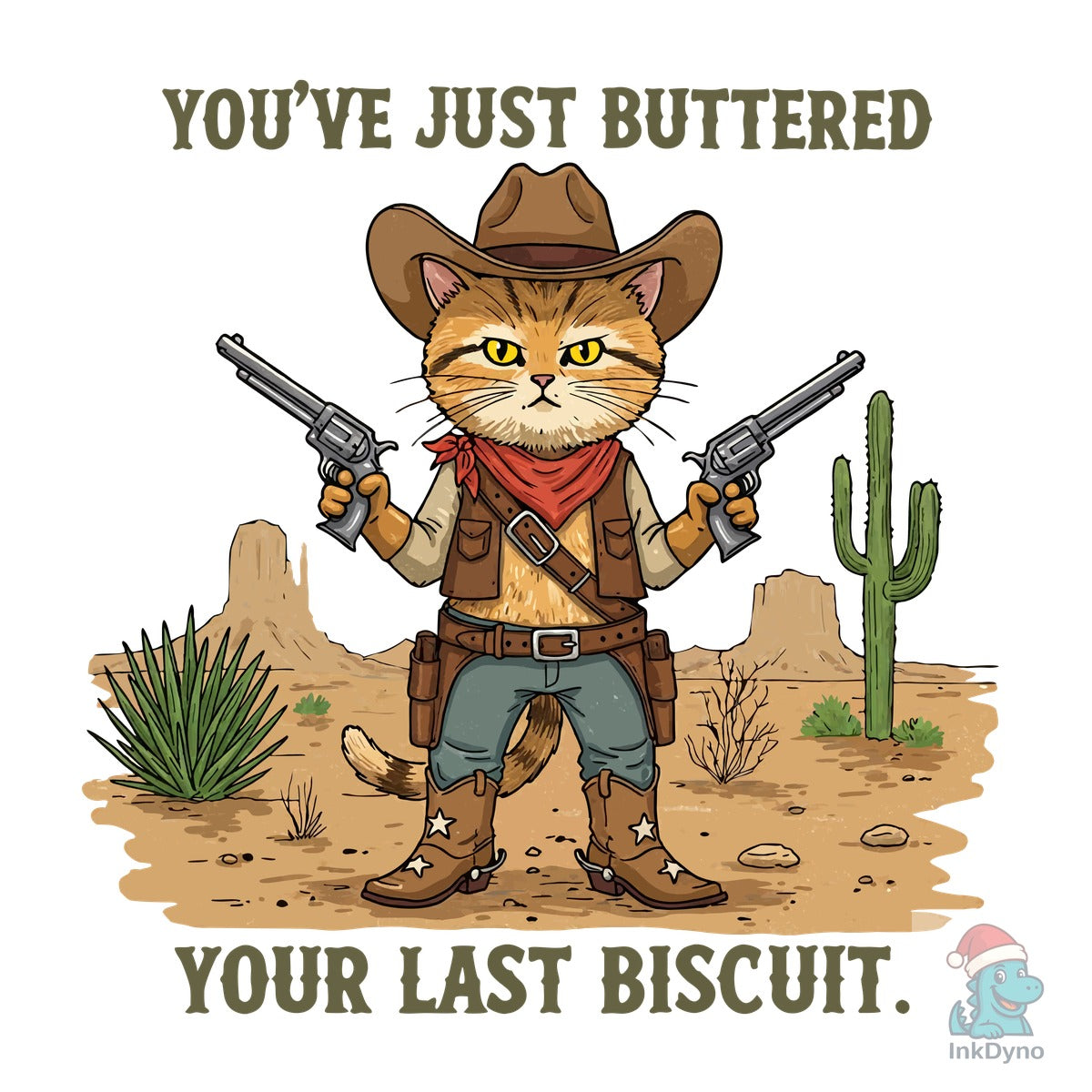 Funny Cat Cowboy Retro Western Grap