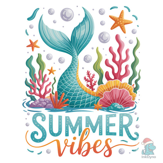Retro Summer Vibes Seashell Mermaid - DTF Transfer