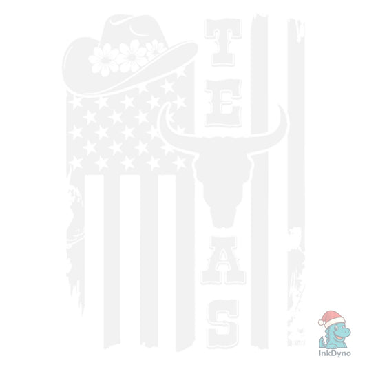 Texas Flag Western Cowboy Design - DTF Transfer