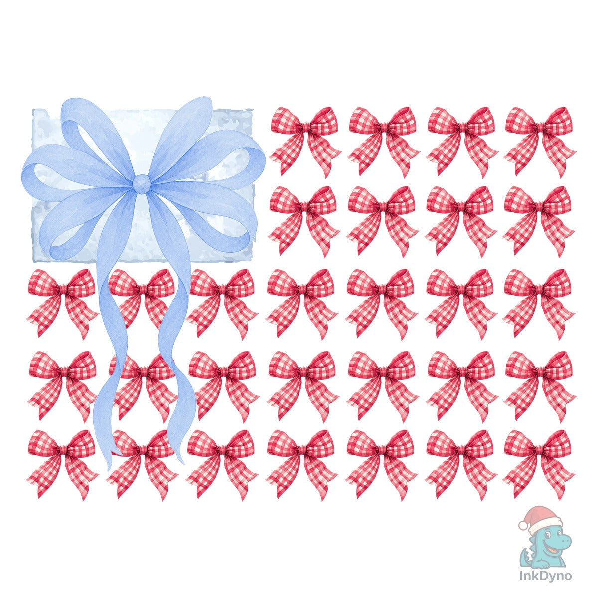 Watercolor USA Flag Made of Bows