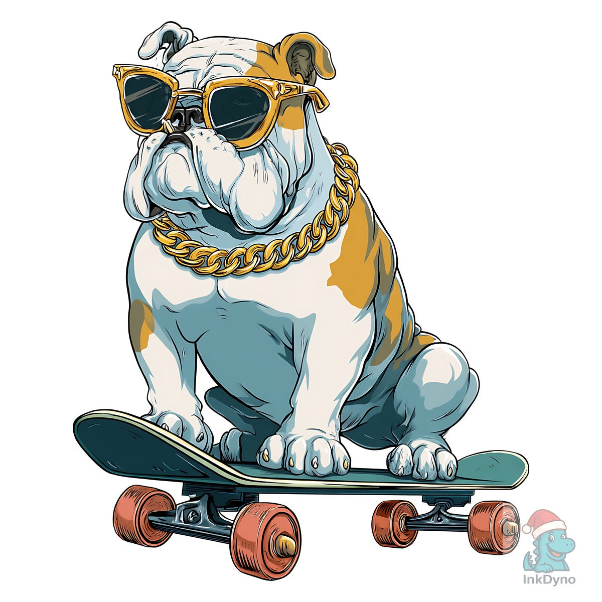 Cool Bulldog on Skateboard Artwork