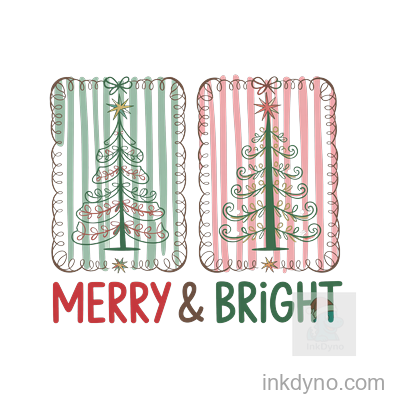 15. Girly Christmas Png, Merry and Bright Png, Preppy
