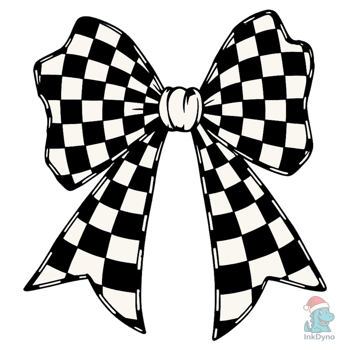 Checkered Coquette Bow Heat-Press Decal