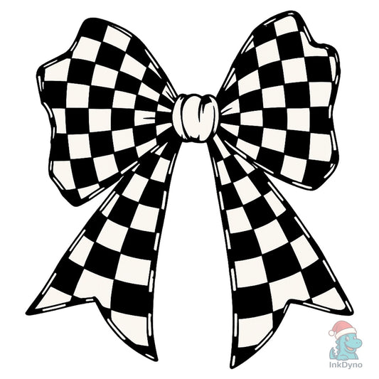 Checkered Coquette Bow Heat-Press Decal - DTF Transfer