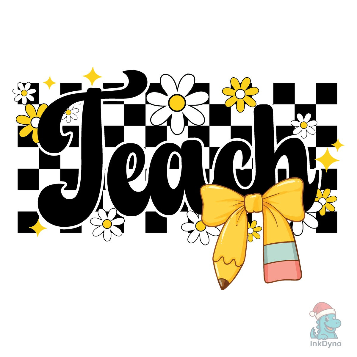 Teach Checkered Coquette Bow Teacher