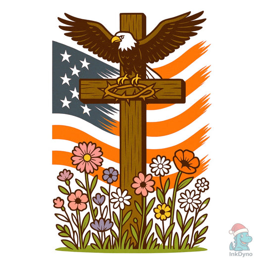 Patriotic Faith Eagle Cross - DTF Transfer