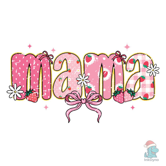 Coquette Mama Strawberry Bow Daisy - DTF Transfer