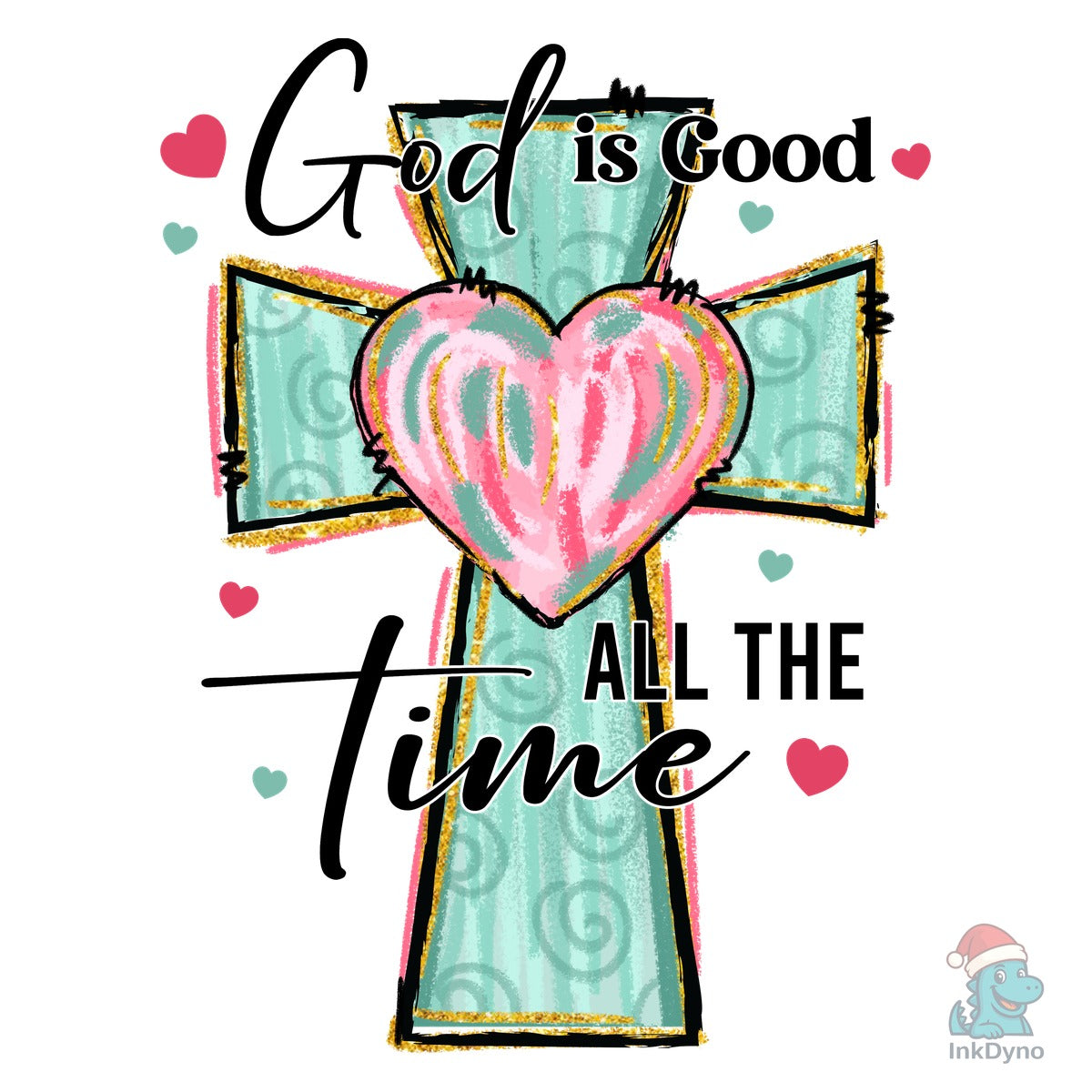 God Is Good Heart Cross Heat