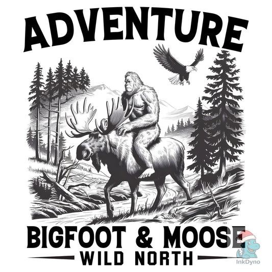 Adventure Bigfoot & Moose Wild T-shirt - DTF Transfer