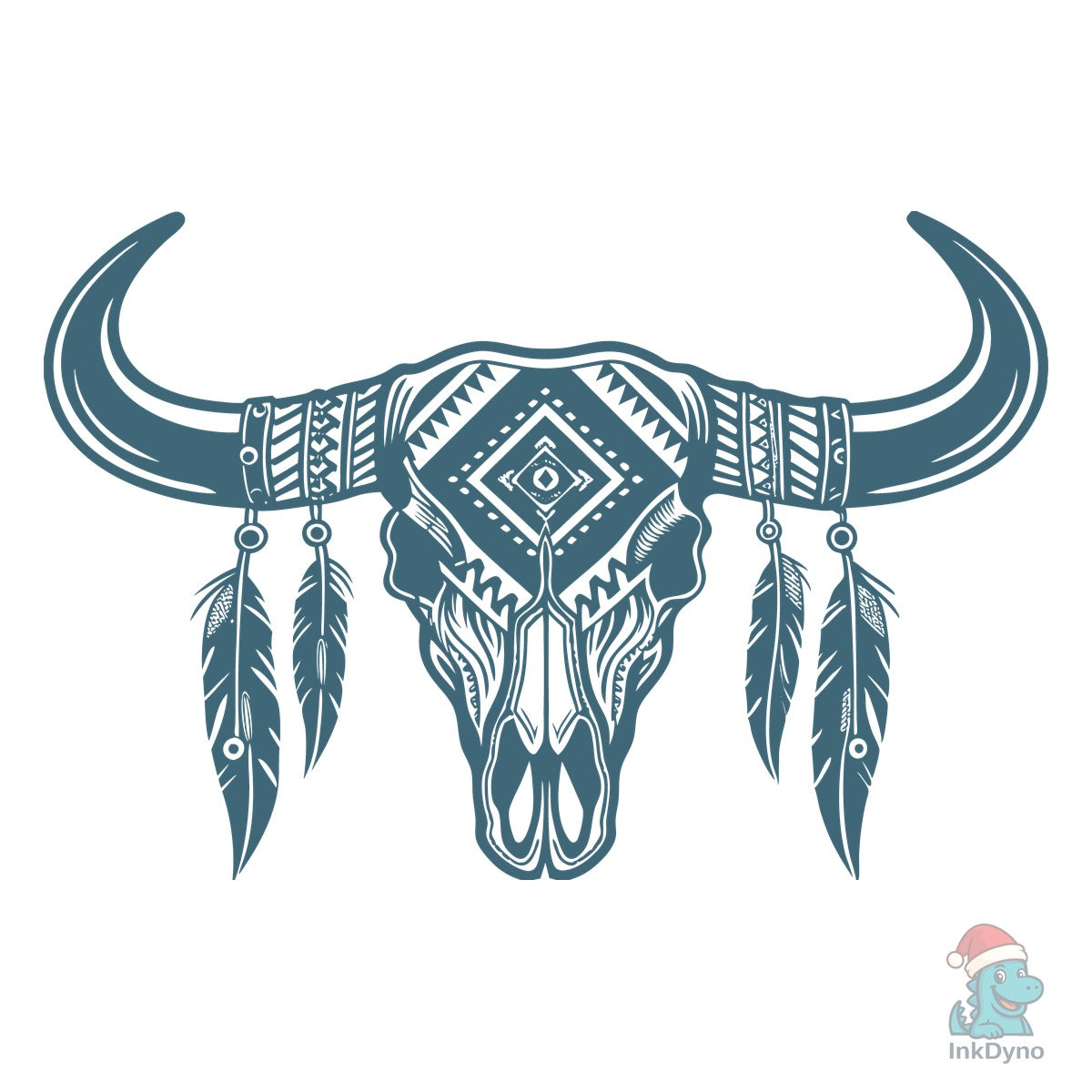 Aztec Boho Western Bull Skull Longhorn