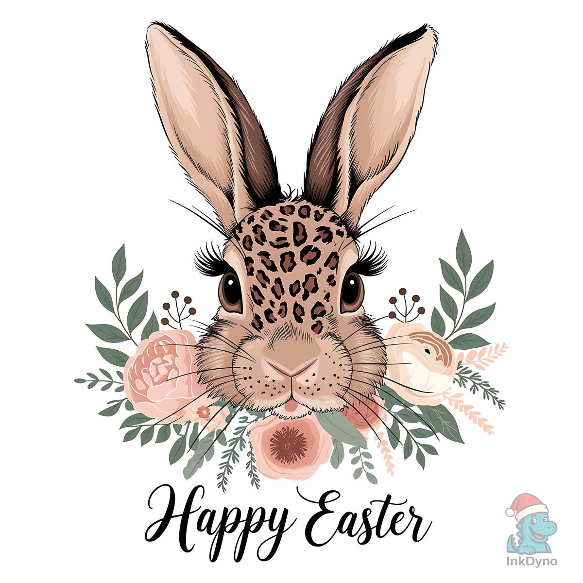Easter Leopard Bunny Spring Flowers
