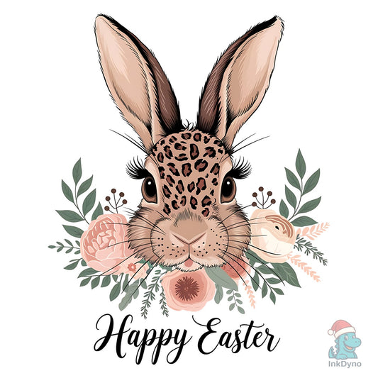 Easter Leopard Bunny Spring Flowers - DTF Transfer