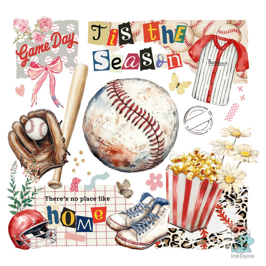 Retro Baseball Game Day Patchwork - DTF Transfer