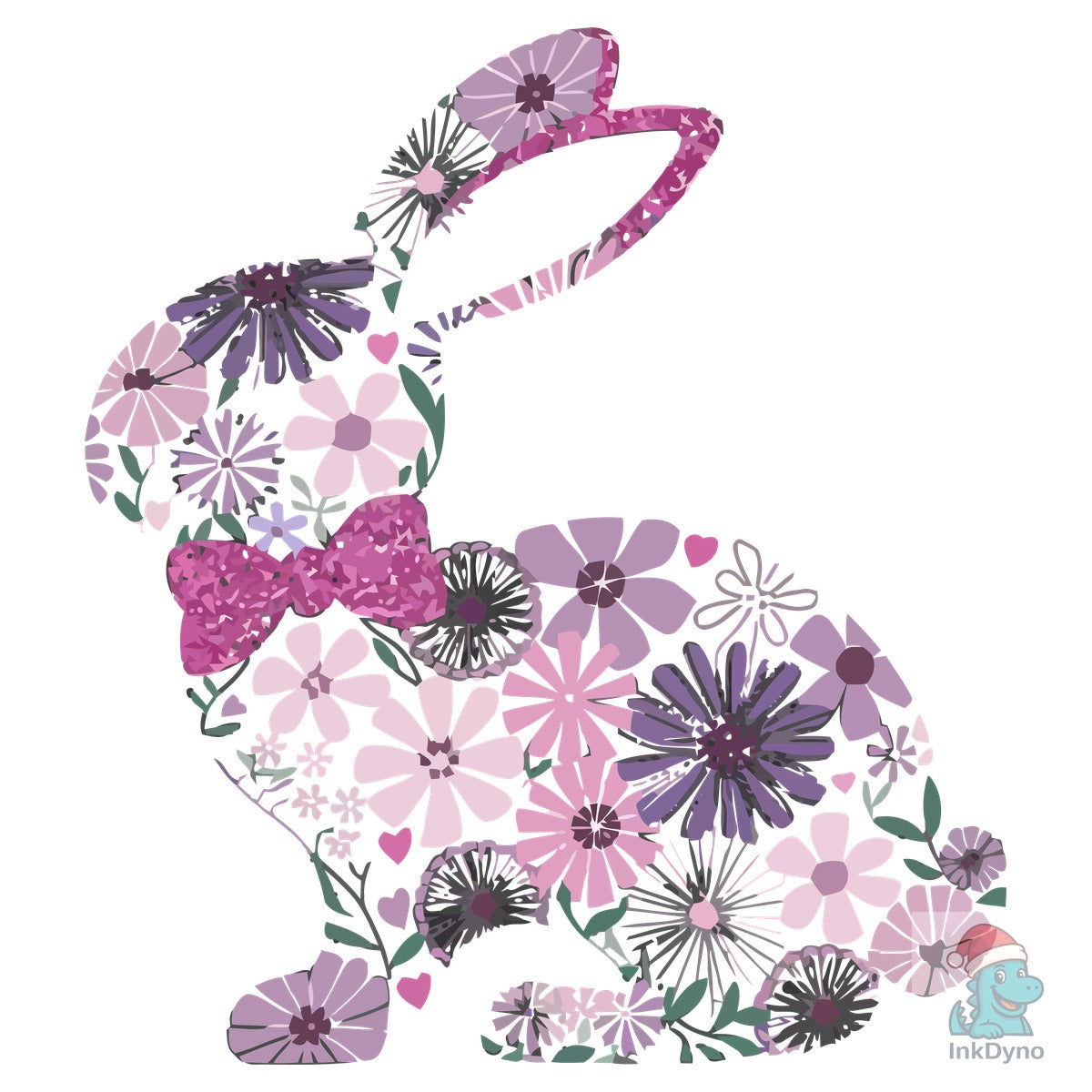 Elegant Floral Bunny Silhouette Art